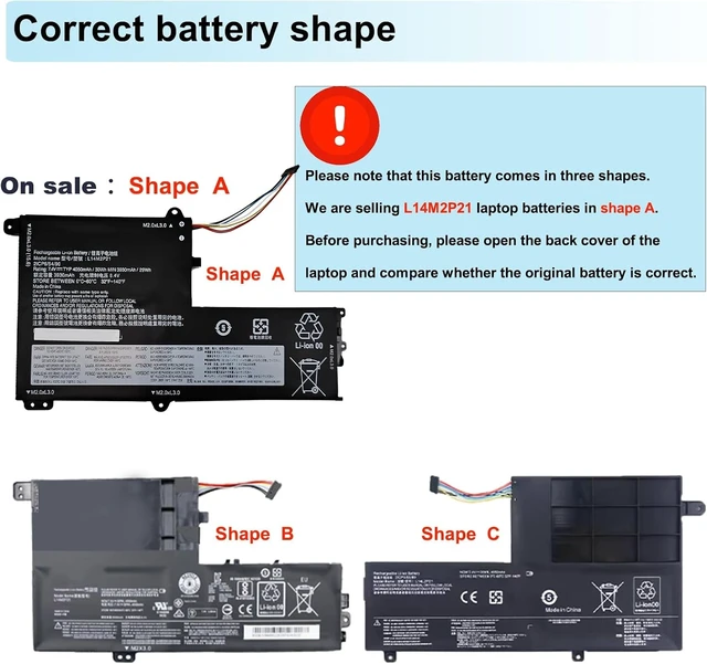 Alt view image 9 of 13 - L14M2P21 Laptop Battery Replacement for Lenovo IdeaPad 330S-14AST 330S-14IKB 330S-15ARR 330S-15AST 330S-15IKB Series L14L2P21 5B10Q39203 5B10Q39204 5B10Q39206 5B10W67199 7.4V 30Wh 4050mAh