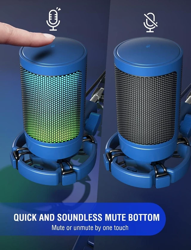 Alt view image 8 of 12 - FIFINE Gaming Streaming USB PC Microphone for Mac OS/Windows, AmpliGame Condenser Cardioid Mic with RGB for Video Vocal Recording Twitch Discord, Gamer Computer Mic-Blue