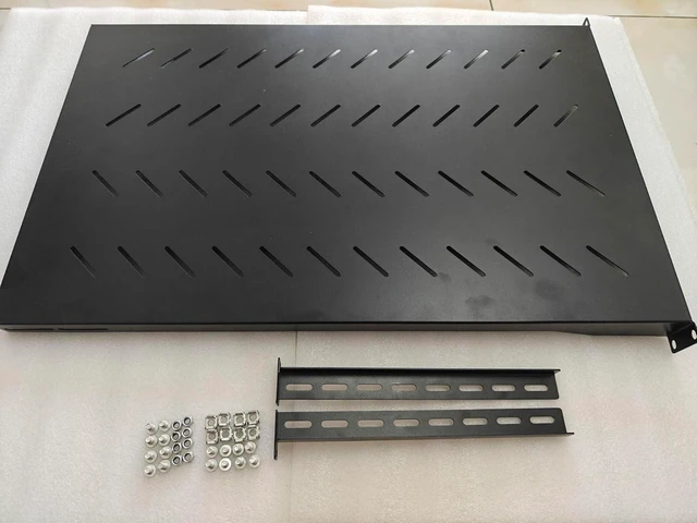 Alt view image 12 of 13 - Adjustable 1U Server Rack Shelf 28-34.4 Inch Depth, Vented Design for 4 Post Computer Racks and Cabinets, 80kg Heavy Duty Load Capacity