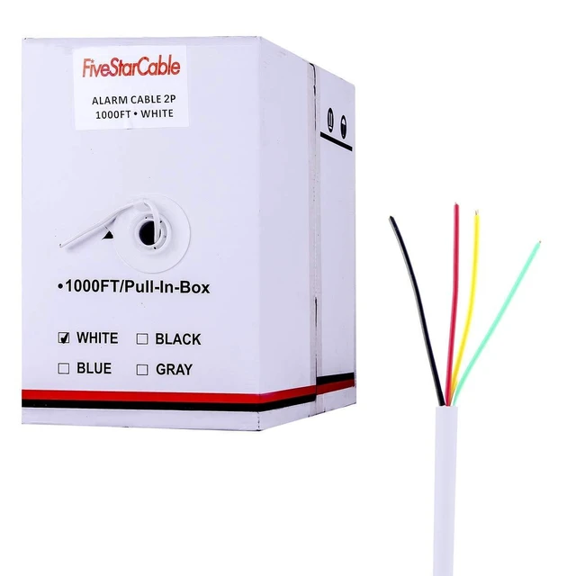Alt view image 7 of 12 - 22-4 1000 Ft. 22 AWG 2 Pairs 22/4 Alarm Wire Cable 22 Gauge 4 Conductors for Efficient Power and Signal Transmission White