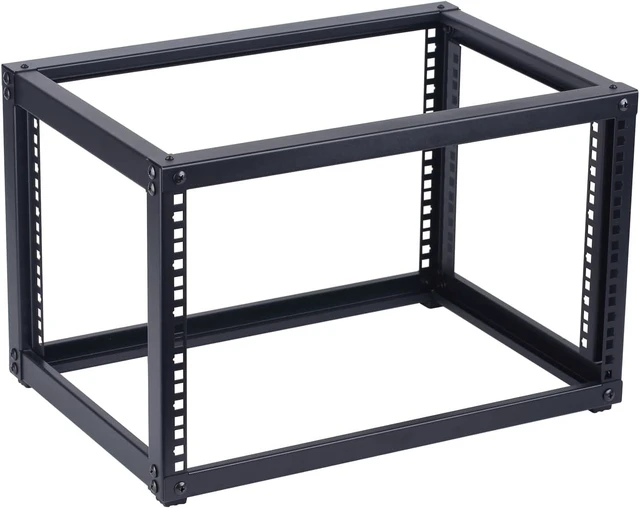 Alt view image 8 of 12 - 6U Open Frame Network Rack, Server Rack Shelf for Networking, Server, Audio and Video Equipment, Desktop AV Rack