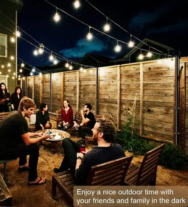 Alt view image 14 of 14 - 10ft String Light Poles for Outdoors, Outside Light Poles for Hard Ground Surface, Backyard, Patio, Outdoor Lighting, Matte Black, 2 Pack