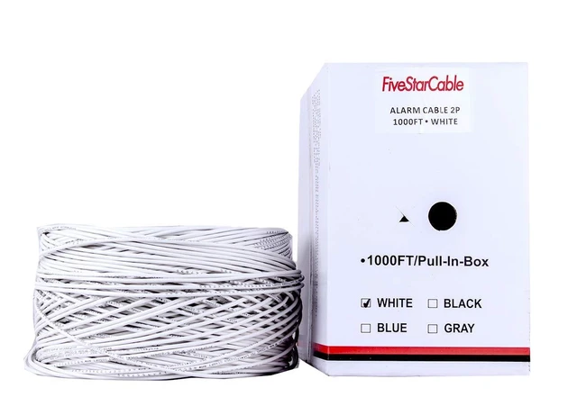 Alt view image 8 of 12 - 22-4 1000 Ft. 22 AWG 2 Pairs 22/4 Alarm Wire Cable 22 Gauge 4 Conductors for Efficient Power and Signal Transmission White
