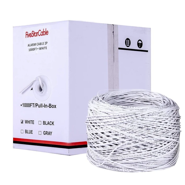 Alt view image 11 of 12 - 22-4 1000 Ft. 22 AWG 2 Pairs 22/4 Alarm Wire Cable 22 Gauge 4 Conductors for Efficient Power and Signal Transmission White