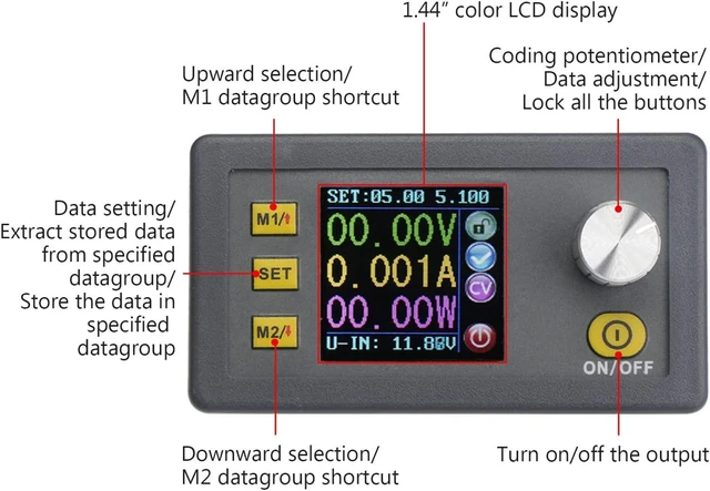 Alt view image 9 of 14 - DROK DC Buck Converter Adjustable Color LCD Display, 6-55V to 0-50V 5A Step Down Converter Voltage Regulator Power Supply