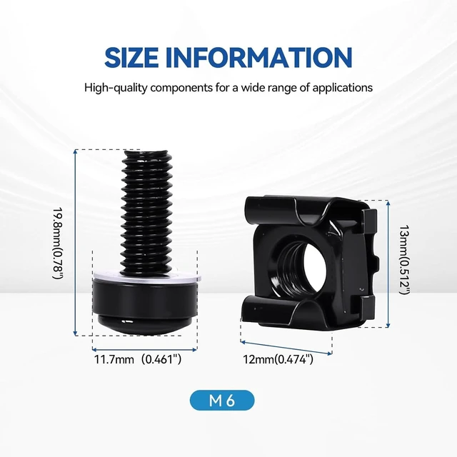 Alt view image 9 of 13 - 120-Pack M6 x 20mm Rack Mount Screws and Cage Nuts for Server RacksRouters&Audio Equipment Cabinets Wall Server Network Enclosure Mount Screws