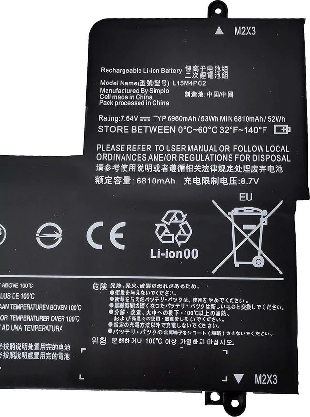 Alt view image 9 of 12 - Fully. New L15M4PC2 L15L4PC2 Replacement Laptop Battery Compatible with Lenovo Yoga 710-14ISK 710-14IKB 710-15IKB 710-15ISK Yoga 710-11 Series 5B10K90778 5B10K90802-7.64V 53Wh