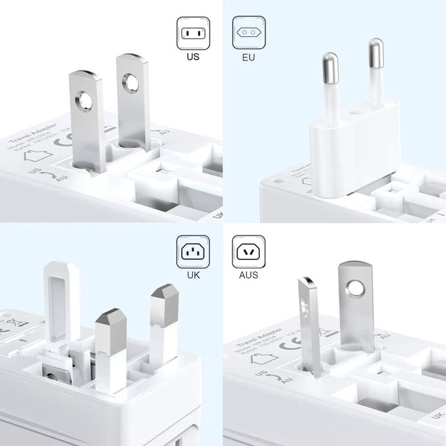 Alt view image 9 of 11 - Universal Travel Adapter, 250W 220V to 110V Voltage Converter with 8 Charging Ports International Travel Adapter Converter with Worldwide Plug Adapter for UK/AU/US/EU/Asia, ETL Listed