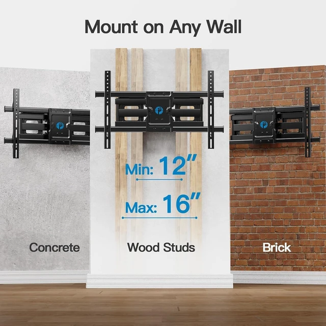 Alt view image 11 of 14 - Pipishell Full Motion TV Wall Mount for Most 37-75 Inch TVs up to 132lbs, Wall Mount TV Bracket Articulating Swivel Tilt Extension Leveling Max VESA 600x400mm Fits 12/16" Wood Stud, PILFK1