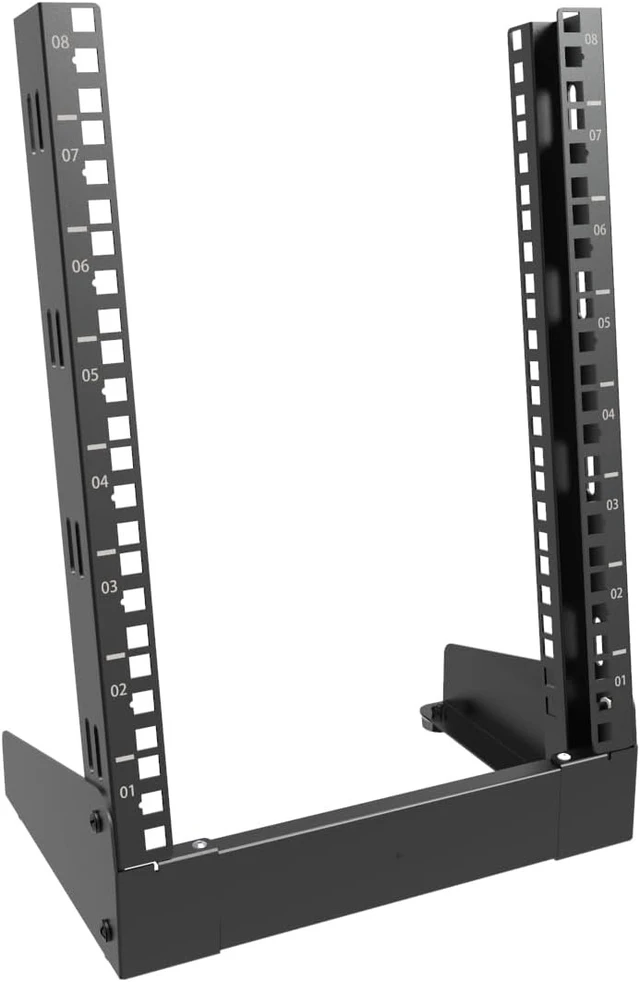 Alt view image 8 of 14 - 8U Small Desktop Network Rack, 10 inch Mini Open Frame Desktop Cabinet for 10 inch Network, Servers, Audio, Video and Studio Equipment Free Standing Home Office Rack (8U)