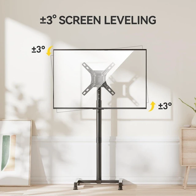 Alt view image 13 of 14 - AM alphamount TV Floor Stand for 13-43 inch Flat/Curved TVs up to 44 lbs, 8 Level Height Adjustable Monitor Floor TV Stand with VESA 200x200, Portable TV Mount Stand for Living Room, Bedroom, Office