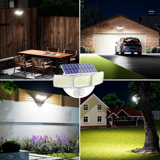 Alt view image 14 of 14 - Solar Lights Outdoor 240 LED 3000mAh Motion Sensor Flood Lights IP65 Waterproof Security Lights for Outside 270° Wide Angle Wall Lights White 2Pack