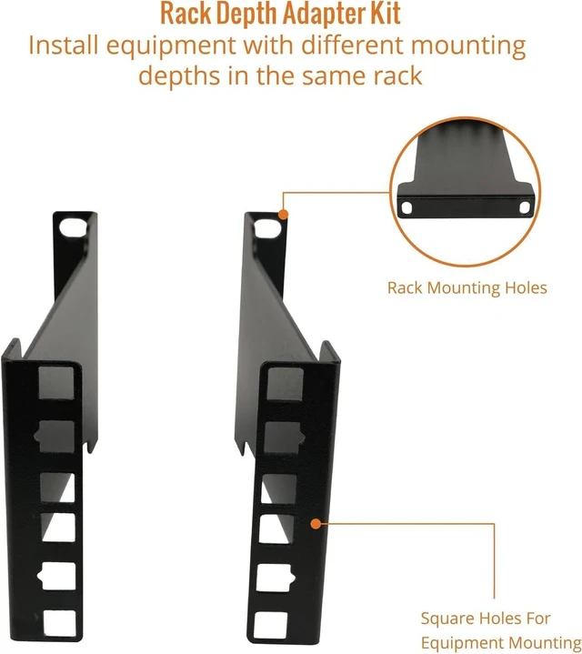 Alt view image 10 of 12 - Server Rack Depth Extender - 2U - 6inch / 15.24 cm - TAA Compliant - Recessed Rack Adapter - Rack Mount Adapter Kit - Network Rack Extender