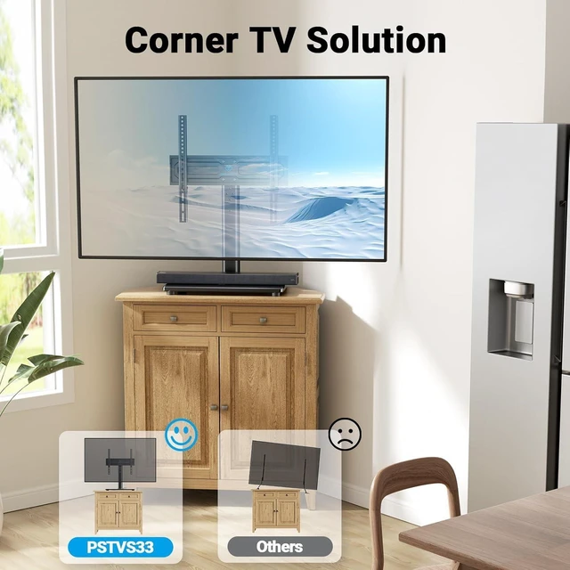 Alt view image 13 of 14 - PERLESMITH Universal Swivel TV Stand for 24-60 inch TVs up to 99 lbs, 8 Height Adjustable Table Top TV Stand, TV Base Stand with Tempered Glass Base, Max VESA 400x400mm, PSTVS33
