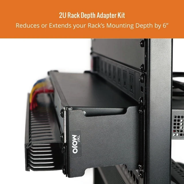 Alt view image 9 of 12 - Server Rack Depth Extender - 2U - 6inch / 15.24 cm - TAA Compliant - Recessed Rack Adapter - Rack Mount Adapter Kit - Network Rack Extender