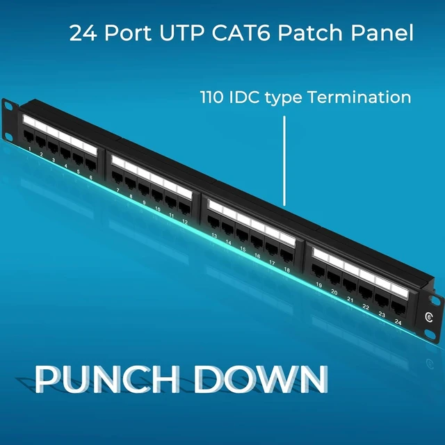 Alt view image 11 of 12 - Rapink Patch Panel 24 Port Cat6 10G Support, Network Panel UTP 19-Inch, Wallmount or Rackmount 1U Ethernet Patch Panel Punch Down Block for Cat6, Cat5e, Cat5 Cabling