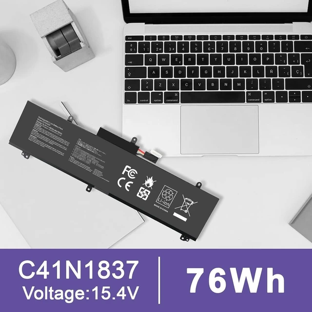 Alt view image 13 of 13 - C41N1837 Laptop Battery for ASUS ROG Zephyrus G15 GA501I GA502 GA502D GA502DU GA502GU GA502IV GU502 GU502DU GX502GW GX532GV GU532GW GU502LU GU502LW GU502LV GX502LXS GX502GV GX502GW 0B200-03380100