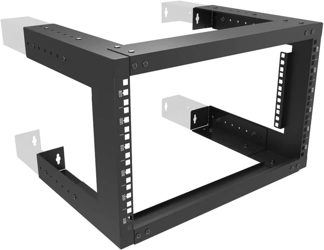 Alt view image 8 of 14 - Jingchengmei 6U Wall Mount Open Frame Rack-19 Inch Server Equipment Rack- Adjustable Depth 13-18 Inches 2 Post Open Frame Cabinet- Black (6U13-18InD)