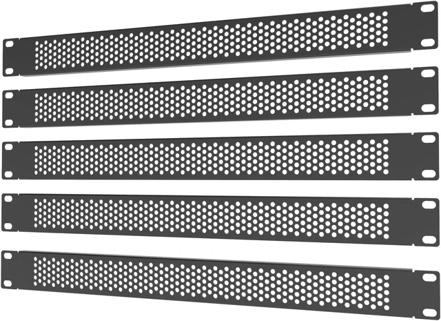Alt view image 7 of 12 - 5 Pack 1U Venting Blank Panel - Steel Blank Rack Mount Panel Spacer for 19in Server Rack Cabinet or Enclosure, Black (1UVBP5PC)