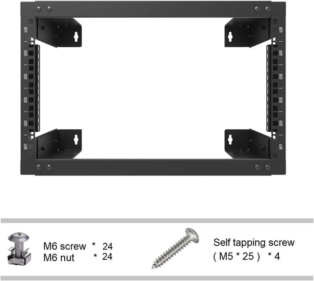 Alt view image 12 of 14 - Jingchengmei 6U Wall Mount Open Frame Rack-19 Inch Server Equipment Rack- Adjustable Depth 13-18 Inches 2 Post Open Frame Cabinet- Black (6U13-18InD)