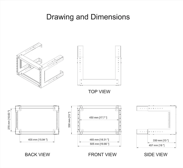 Alt view image 11 of 14 - Jingchengmei 6U Wall Mount Open Frame Rack-19 Inch Server Equipment Rack- Adjustable Depth 13-18 Inches 2 Post Open Frame Cabinet- Black (6U13-18InD)