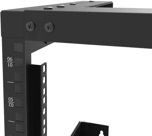 Alt view image 14 of 14 - Jingchengmei 6U Wall Mount Open Frame Rack-19 Inch Server Equipment Rack- Adjustable Depth 13-18 Inches 2 Post Open Frame Cabinet- Black (6U13-18InD)