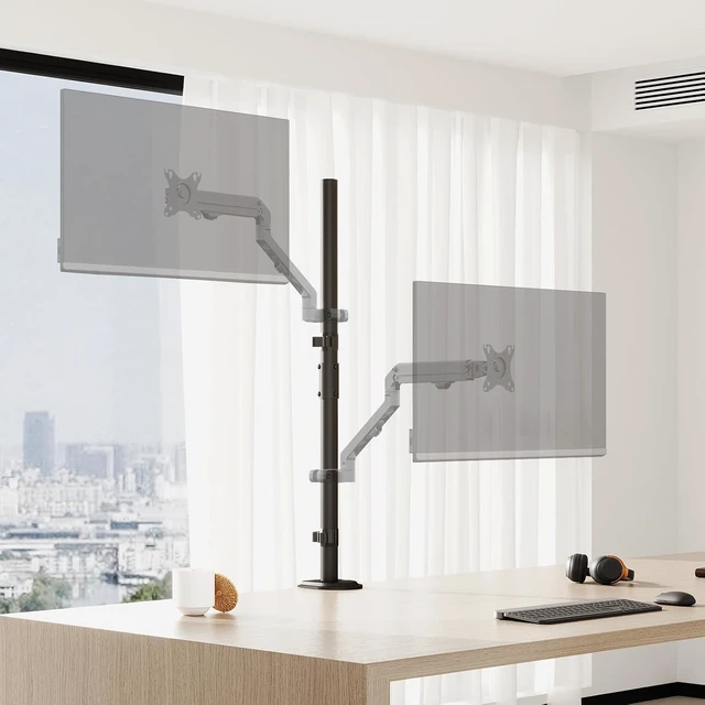 Alt view image 9 of 14 - Steel Extra Tall 2-Section Monitor Stand Pole - 31.6 inches Sturdy Center Pole Only for Monitor Arm Mounts, Adjustable Height, Compatible with C-Clamp & Grommet Bases,Black