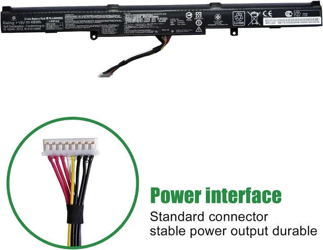 Alt view image 8 of 10 - A41N1501 Laptop Battery Replacement for Asus Rog G752VW GL752 GL752JW GL752V GL752VLM GL752VW GL752VW-DH74 GL752VWM N552 N552V N552VW N552VX N752 N752V Series A41LK9H L41LK2H 15V 48Wh 3100mAh