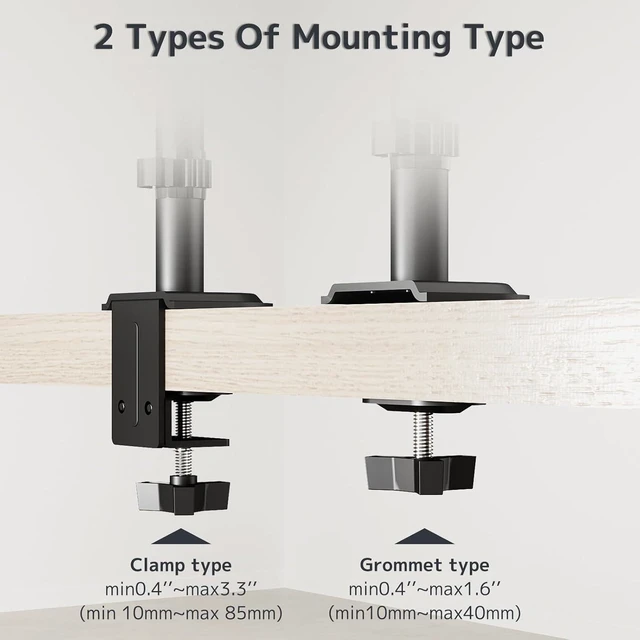 Alt view image 12 of 14 - Steel Extra Tall 2-Section Monitor Stand Pole - 31.6 inches Sturdy Center Pole Only for Monitor Arm Mounts, Adjustable Height, Compatible with C-Clamp & Grommet Bases,Black