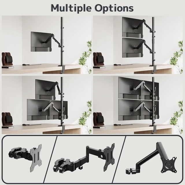 Alt view image 13 of 14 - Steel Extra Tall 2-Section Monitor Stand Pole - 31.6 inches Sturdy Center Pole Only for Monitor Arm Mounts, Adjustable Height, Compatible with C-Clamp & Grommet Bases,Black