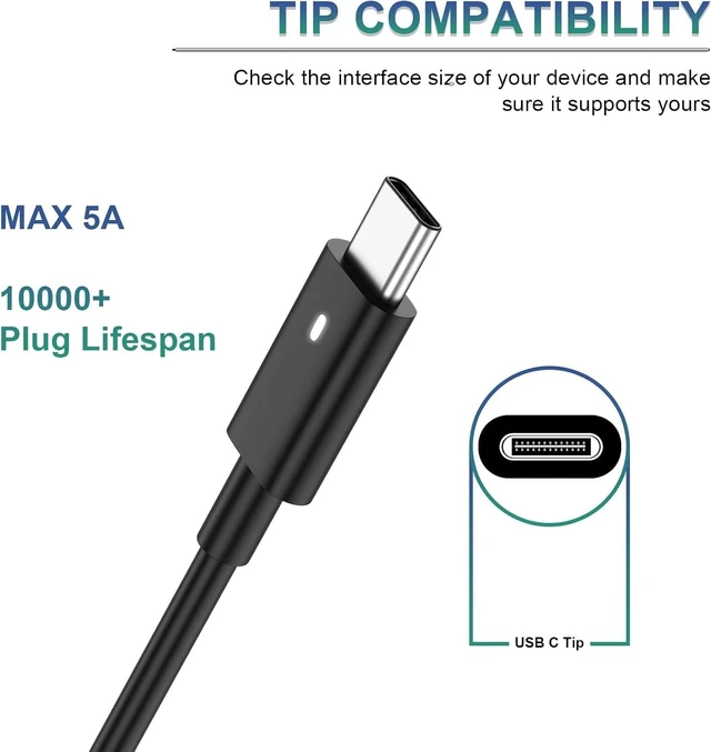 Alt view image 9 of 14 - Replacement for Dell 130W Laptop Charger USB C Slim Adapter - Precision 5560 3560 5540 5570 5550 3561 5510 5520 XPS 17 15 7590 9700 9500 9510 Latitude 7410 7310 7210 Type C Computer AC Power Cord 6ft