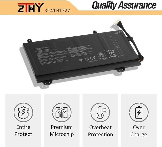 Alt view image 12 of 14 - ZTHY C41N1727 Laptop Battery Replacement for Asus Zephyrus M GM501 GM501G GM501GM GM501GS ROG GU501 GU501G GU501GM GM501G-SEI006T GM501GS-EI015T GU501GM-BI7N8 GM501GM-EI005T GM501GS-EI003T 15.4V 55Wh