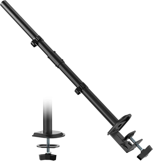 Alt view image 8 of 14 - Steel Extra Tall 2-Section Monitor Stand Pole - 31.6 inches Sturdy Center Pole Only for Monitor Arm Mounts, Adjustable Height, Compatible with C-Clamp & Grommet Bases,Black