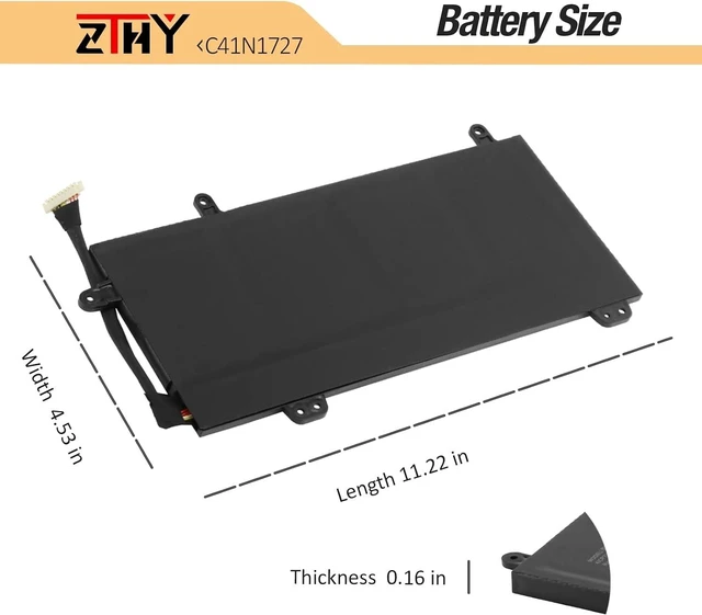 Alt view image 14 of 14 - ZTHY C41N1727 Laptop Battery Replacement for Asus Zephyrus M GM501 GM501G GM501GM GM501GS ROG GU501 GU501G GU501GM GM501G-SEI006T GM501GS-EI015T GU501GM-BI7N8 GM501GM-EI005T GM501GS-EI003T 15.4V 55Wh