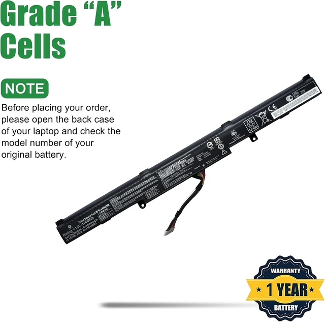 Alt view image 9 of 10 - A41N1501 Laptop Battery Replacement for Asus Rog G752VW GL752 GL752JW GL752V GL752VLM GL752VW GL752VW-DH74 GL752VWM N552 N552V N552VW N552VX N752 N752V Series A41LK9H L41LK2H 15V 48Wh 3100mAh