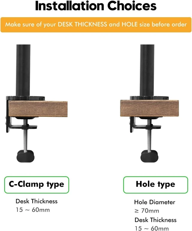 Alt view image 13 of 14 - Viozon Monitor and Laptop Mount, 2-in-1 Adjustable Dual Arm Desk Mounts Single Desk Arm Stand/Holder for 17 to 32 Inch LCD Computer Screens, Extra Tray Fits 12 to 17 inch Laptops (Black)