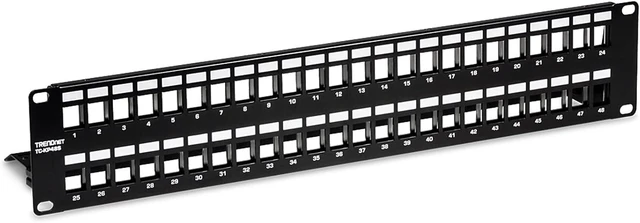 Alt view image 8 of 13 - TRENDnet 48-Port Blank Keystone Shielded 2U HD Patch Panel, TC-KP48S, 2U 19 Metal Rackmount Housing, Network Management Panel, Recommended with TC-K06C6A Cat6A Keystone Jacks (Sold Separately)