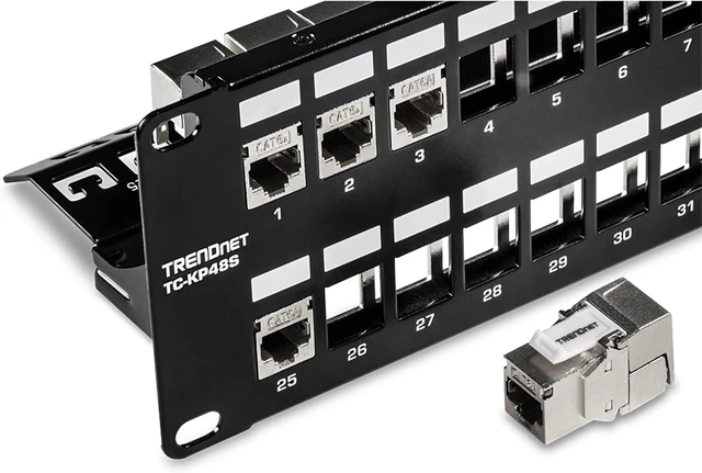 Alt view image 11 of 13 - TRENDnet 48-Port Blank Keystone Shielded 2U HD Patch Panel, TC-KP48S, 2U 19 Metal Rackmount Housing, Network Management Panel, Recommended with TC-K06C6A Cat6A Keystone Jacks (Sold Separately)