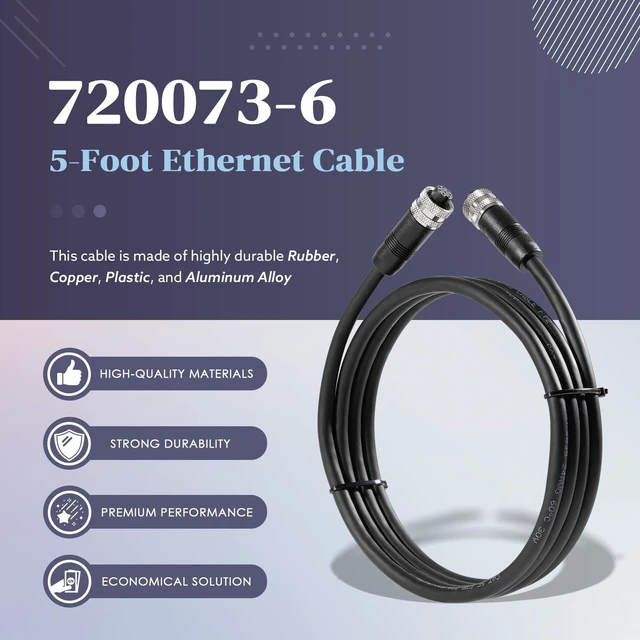 Alt view image 12 of 14 - Replace for Humminbird 720073-6 5 Foot Boat Ethernet Cable AS EC 5E 5ft Ethernet Cord Fit for SOLIX, HELIX G2N, HELIX G1, ONIX, ION, 1100, 900, 800, 700 Series