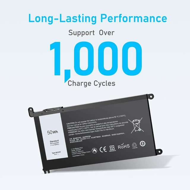 Alt view image 11 of 14 - Upgraded 50Wh WDX0R Laptop Battery Replacement for Dell Inspiron 13 15 5000 7000 Series 5570 5378 5567 5379 7375 7378 5579 7579 5568 7586 5575 Latitude 3500 WDXOR P69G CYMGM and More