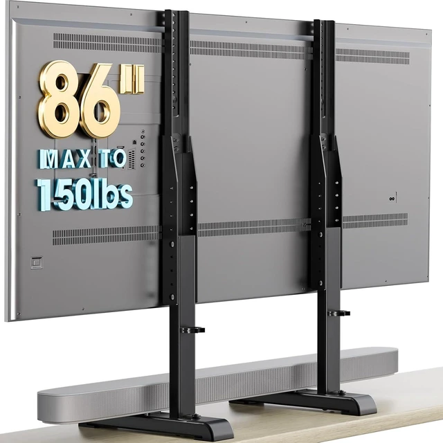 Alt view image 8 of 12 - Universal TV Stand, Table Top TV Stand Base Replacement for Most 37 to 86 Inch LCD LED TVs, 7 Height Adjustable TV Legs with Cable Management Hold up to 150lbs, Max VESA 800x600mm, Black AX10TB01