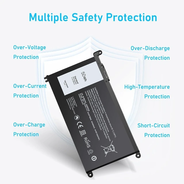 Alt view image 14 of 14 - Upgraded 50Wh WDX0R Laptop Battery Replacement for Dell Inspiron 13 15 5000 7000 Series 5570 5378 5567 5379 7375 7378 5579 7579 5568 7586 5575 Latitude 3500 WDXOR P69G CYMGM and More