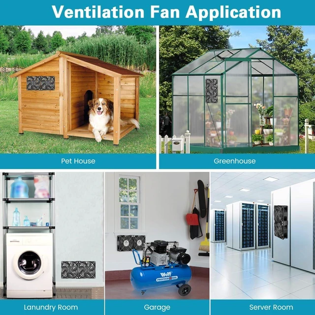 Alt view image 12 of 14 - GDSTIME Dual 120mm x 38mm Computer Fan with AC Plug, AC 110V-240V Variable Speed Fan 240mm for DIY Cooling Mining Rig Server Case Grow Rack AV Cabinets Room to Room Basement Garage Ventilation Exhaust