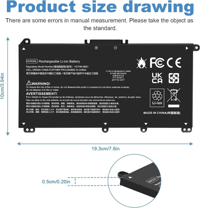 Alt view image 9 of 14 - HW03XL L97300-005 Laptop Battery for HP Pavilion 15-EG 15-EH 17-CN 17-CP 15-eg0073cl 15-eg0070wm 15-eh0050wm 17-cn0xxx 17-cn0023dx 17-cn0053cl L96887-421 L96887-AC1 HWO3XL HW03041XL L96887-1D1 41.04Wh