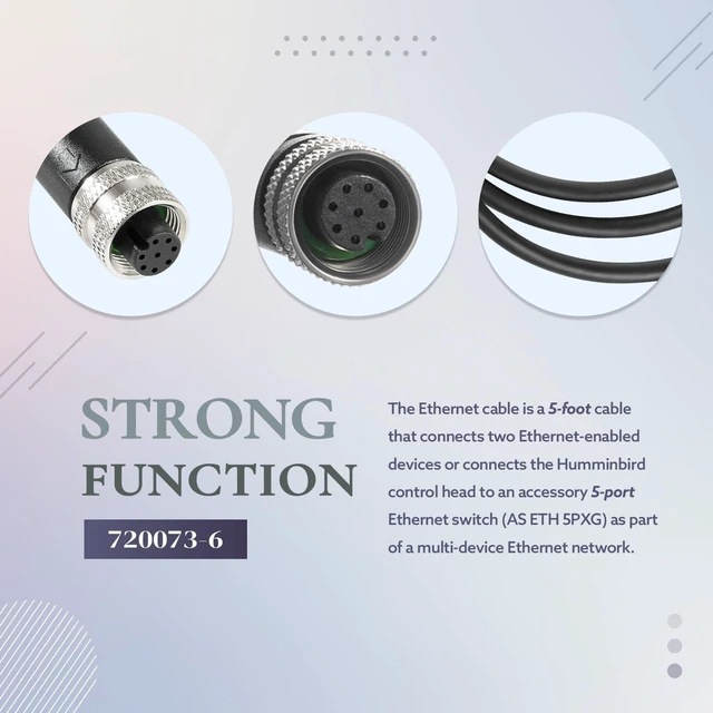 Alt view image 13 of 14 - Replace for Humminbird 720073-6 5 Foot Boat Ethernet Cable AS EC 5E 5ft Ethernet Cord Fit for SOLIX, HELIX G2N, HELIX G1, ONIX, ION, 1100, 900, 800, 700 Series