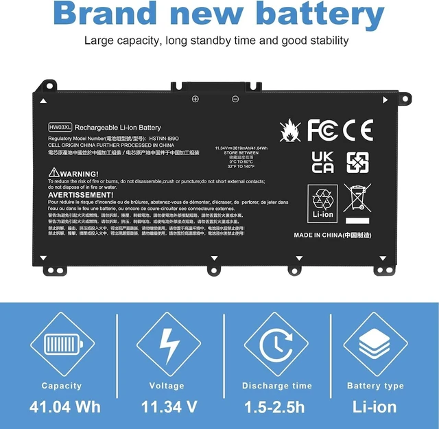 Alt view image 11 of 14 - HW03XL L97300-005 Laptop Battery for HP Pavilion 15-EG 15-EH 17-CN 17-CP 15-eg0073cl 15-eg0070wm 15-eh0050wm 17-cn0xxx 17-cn0023dx 17-cn0053cl L96887-421 L96887-AC1 HWO3XL HW03041XL L96887-1D1 41.04Wh