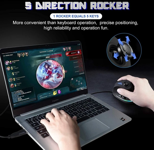 Alt view image 11 of 12 - TRELC Gaming Mouse with 5 D Rocker, Ergonomic Mouse with 10000 DPI/11 Programmable Buttons, RGB Vertical Gaming Mice Wired for PC/Laptop/E-Sports/Gamer (Black)