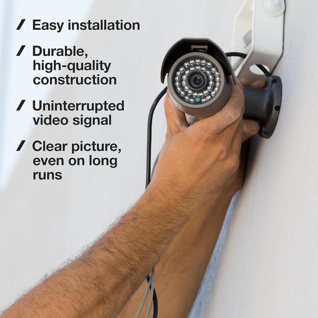 Alt view image 10 of 12 - RG59 Siamese Cable 300ft - Coaxial CCTV Video & Power Cable - Combo Coax 20AWG Security Camera Wire - Direct Burial