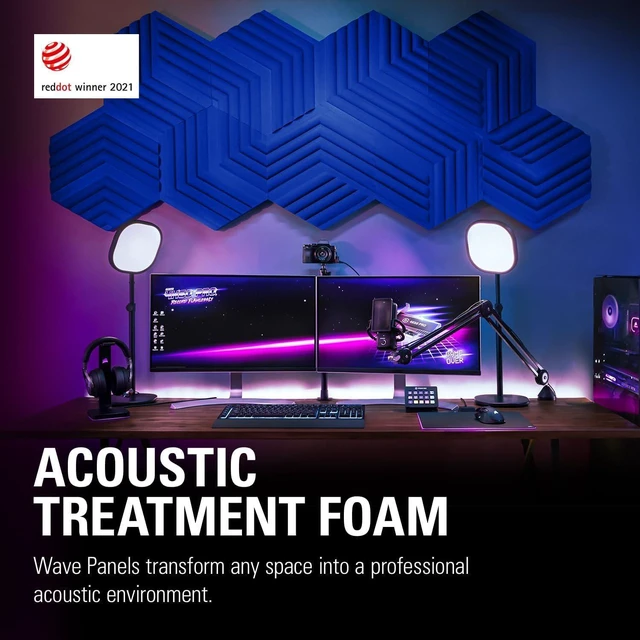 Alt view image 9 of 14 - Elgato Wave Panels: 6 acoustic treatment panels, dual density foam, proprietary EasyClick frames, modular design, easy setup and removal- Blue