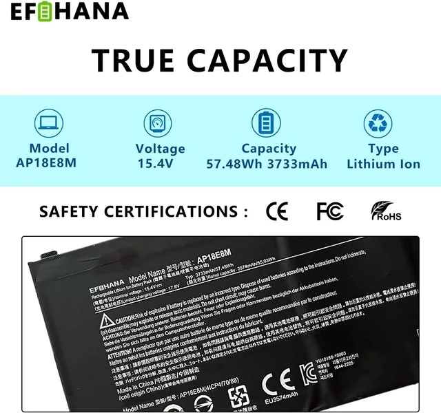 Alt view image 8 of 12 - AP18E8M AP18E7M Battery for Acer Nitro 5 AN515-55 AN515-52 AN515-44 AN515-43 AN515-45 AN515-44-R99Q AN517-52 AN517-55 Nitro 7 AN715-51 Aspire 7 A715-74G-7511 Predator Helios 300 PH315-52 PH315-53